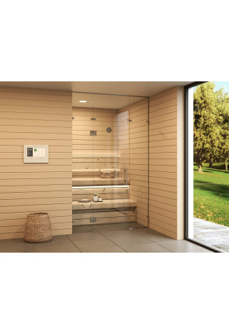 Sauna glass door with 2 glass sheets and a transom window S5